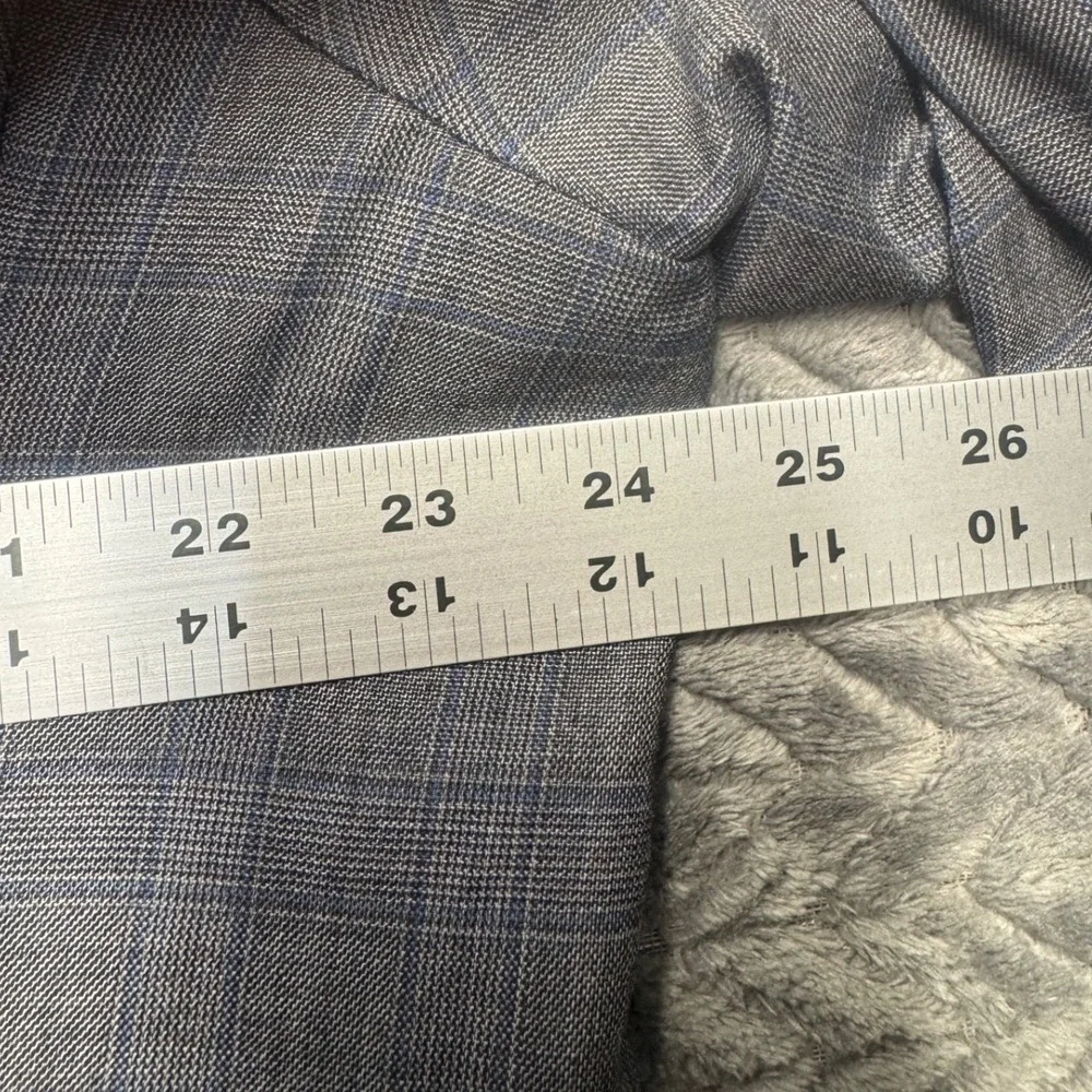 Renoir‎ Mens Classic Fit Gray Plaid Wool Blend 2 Button Blazer Jacket 46L 555-8